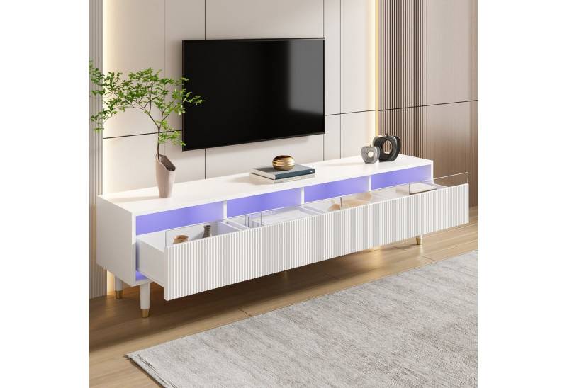 REDOM Lowboard in Holzoptik mit Acrylfronten (Wohnzimmermöbel, TV-Board, 1 St., große Aufbewahrung, 4 Schubladen), aus MDF und Acryl von REDOM