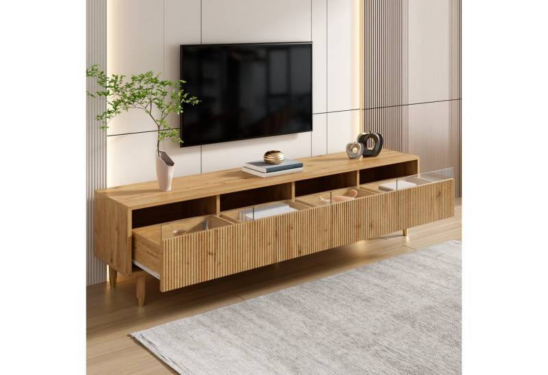 REDOM Lowboard in Holzoptik mit Acrylfronten (Wohnzimmermöbel, TV-Board, 1 St., große Aufbewahrung, 4 Schubladen), aus MDF und Acryl von REDOM