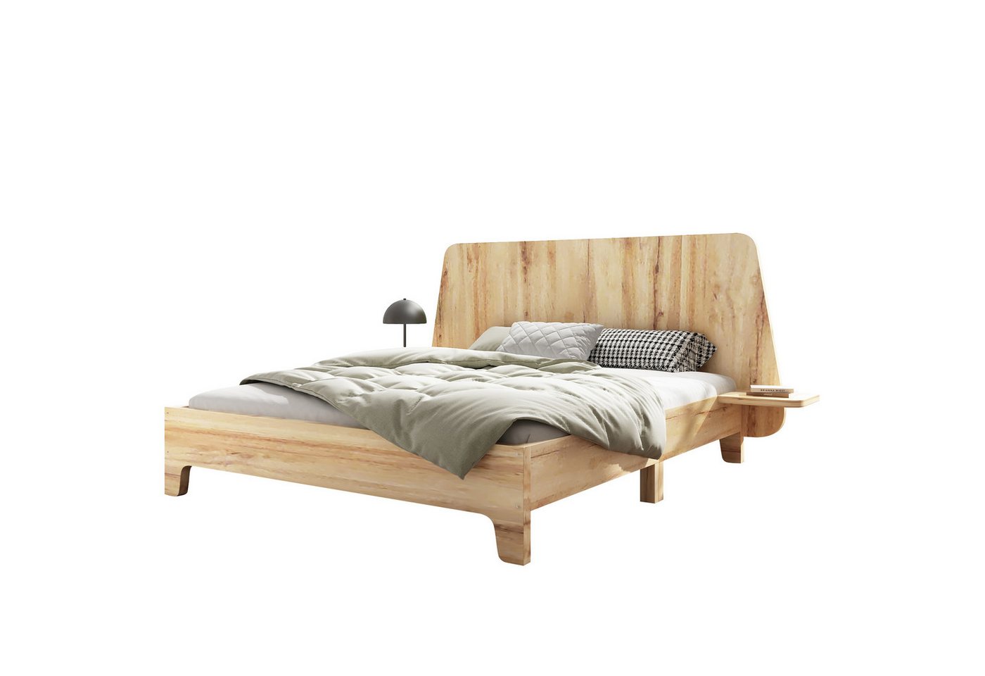 REDOM Massivholzbett Doppelbett (Funktionsbett, 1-tlg., 140x200cm, ohne Matratze), Jugendbett aus Massivholz, mit Stauraum-Kopfteil von REDOM