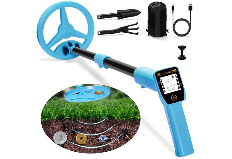 REDOM Metalldetektor Kinder Metalldetektoren Abenteuer Komplettset, wasserdichte Spule USB-C Akku leicht robust Schatzsuche für Kinder von REDOM