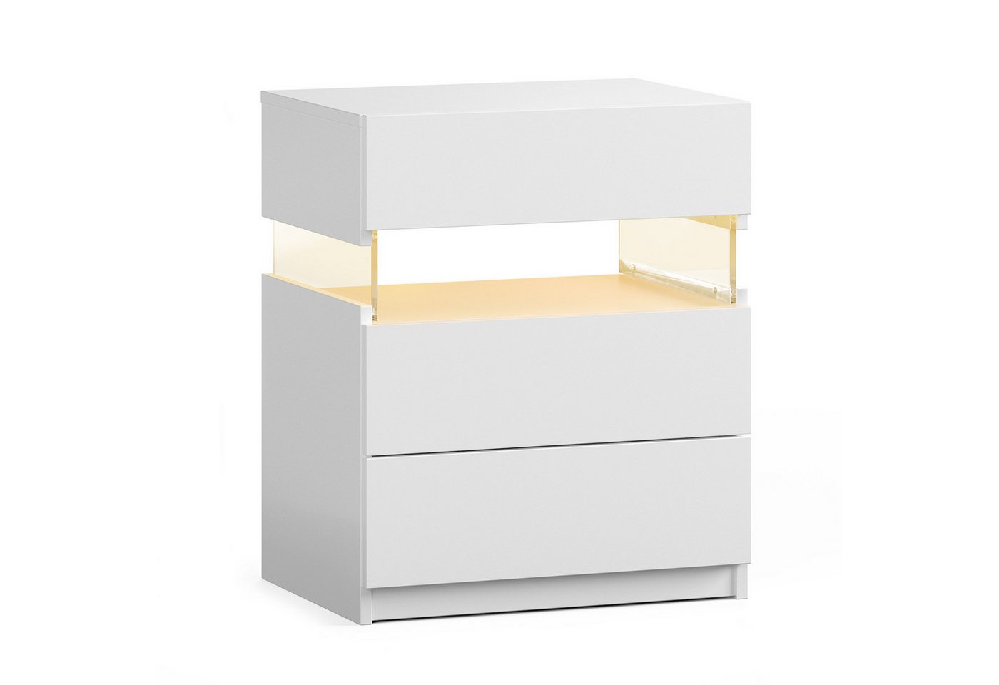 REDOM Nachttisch Nachtschrank,Beistelltisch,Nachtkonsole mit 3 Schubladen (LED Nachttisch mit 3 Schubladen und Acrylplatte, RGB-Beleuchtung, multifunktionaler Beistelltisch für Schlafzimmer., 50 cm (L) x 40 cm (B) x 60 cm (H) von REDOM