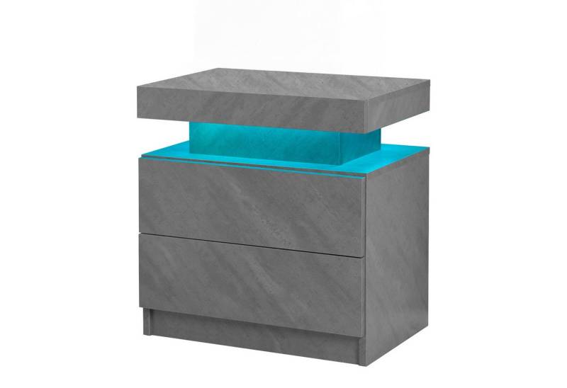 REDOM Nachttisch Nightstand Kommode Beistelltisch Nachtkonsole (LED Nachttisch mit 2 Schubladen, einstellbare multicolor LED-Beleuchtung und großer Stauraum, mit einstellbarem LED-Licht, großem Stauraum und stilvollem Design) von REDOM