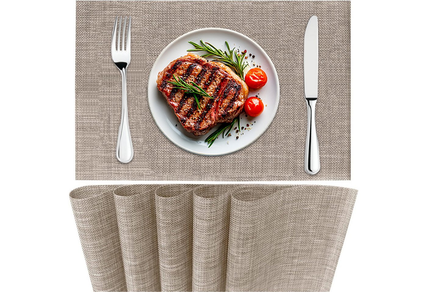 REDOM Platzset 6er Set Tischsets abwaschbar Küchen Tischmatten, (Esstisch Untersetzer dekorative Tischunterlage, 6-St., 45x30 cm abwaschbar Rutschfest), Tischdekoration für Zuhause Restaurant Hotel Party usw. von REDOM
