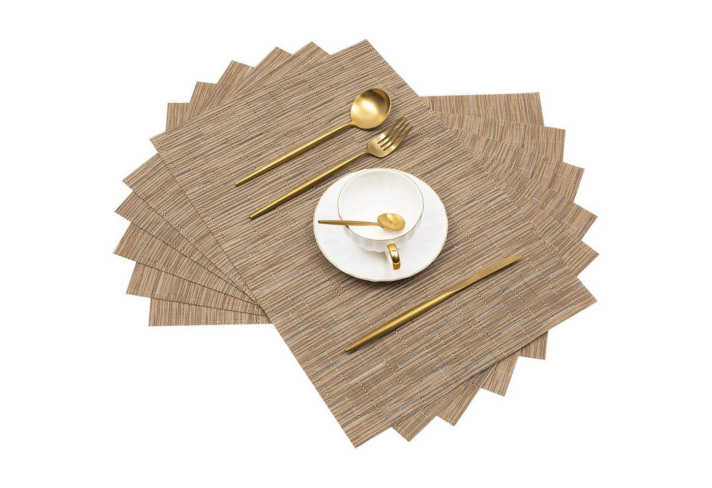 REDOM Platzset 6er Set abwaschbar Tischset Tischuntersetzer, (Platzdeckchen Tischmatte 30x45 cm, 6-St., Rutschfest Abwaschbar Hitzebeständig Schmutzabweisend aufrollbar), schnelltrocknend langlebig für Esstisch Küche Restaurant Hotel Büro von REDOM