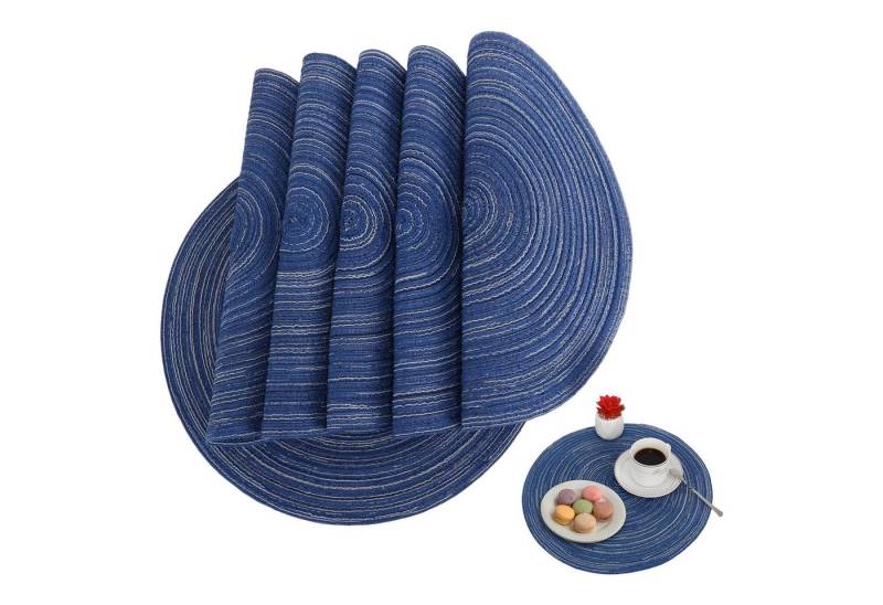 REDOM Platzset 6er Set rund Tischset Tischuntersetzer 38 cm, (Geflochten Tischmatte Esstisch Untersetzer, 6-St., Abgrifffeste Hitzebeständig Schmutzabweisend Rutschfest Abwaschbar), für Hause Küche Speisetisch Restaurant Zuhause und Hotel usw von REDOM