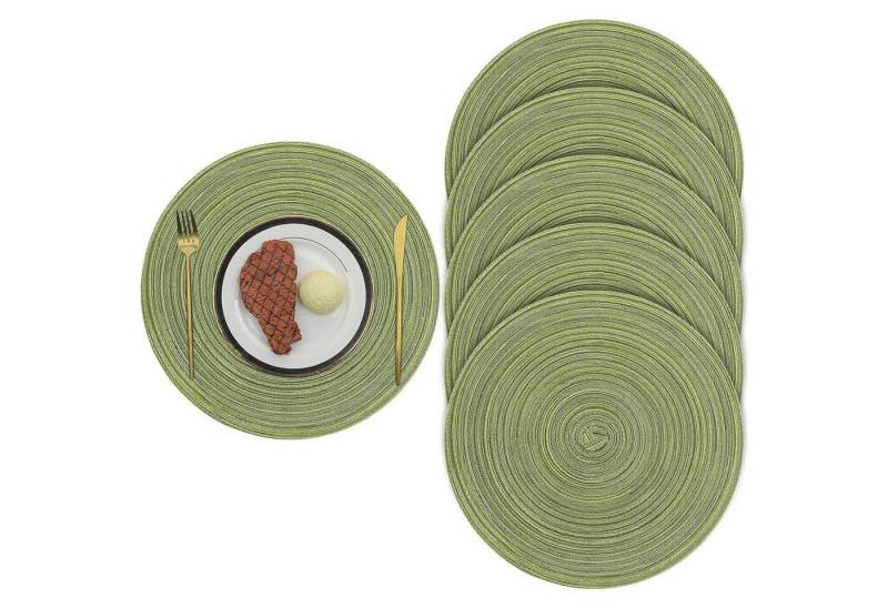 REDOM Platzset 6er Set rund Tischset Tischuntersetzer 38 cm, (Geflochten Tischmatte Esstisch Untersetzer, 6-St., Abgrifffeste Hitzebeständig Schmutzabweisend Rutschfest Abwaschbar), für Hause Küche Speisetisch Restaurant Zuhause und Hotel usw von REDOM