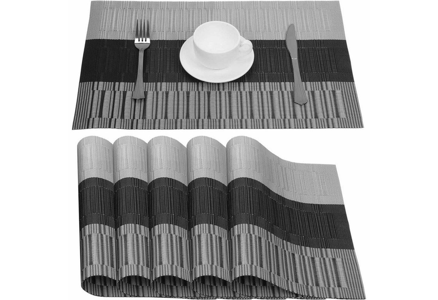 REDOM Platzset 6er Set rutschfest Tischset doppelseitig Untersetzer, (Tischmatte Tischuntersetzer 30x45 cm, 6-St., Rutschfest Hitzebeständig Schmutzabweisend Abwaschbar), für Esstisch Küche Esszimmer Garten Büro Restaurant von REDOM