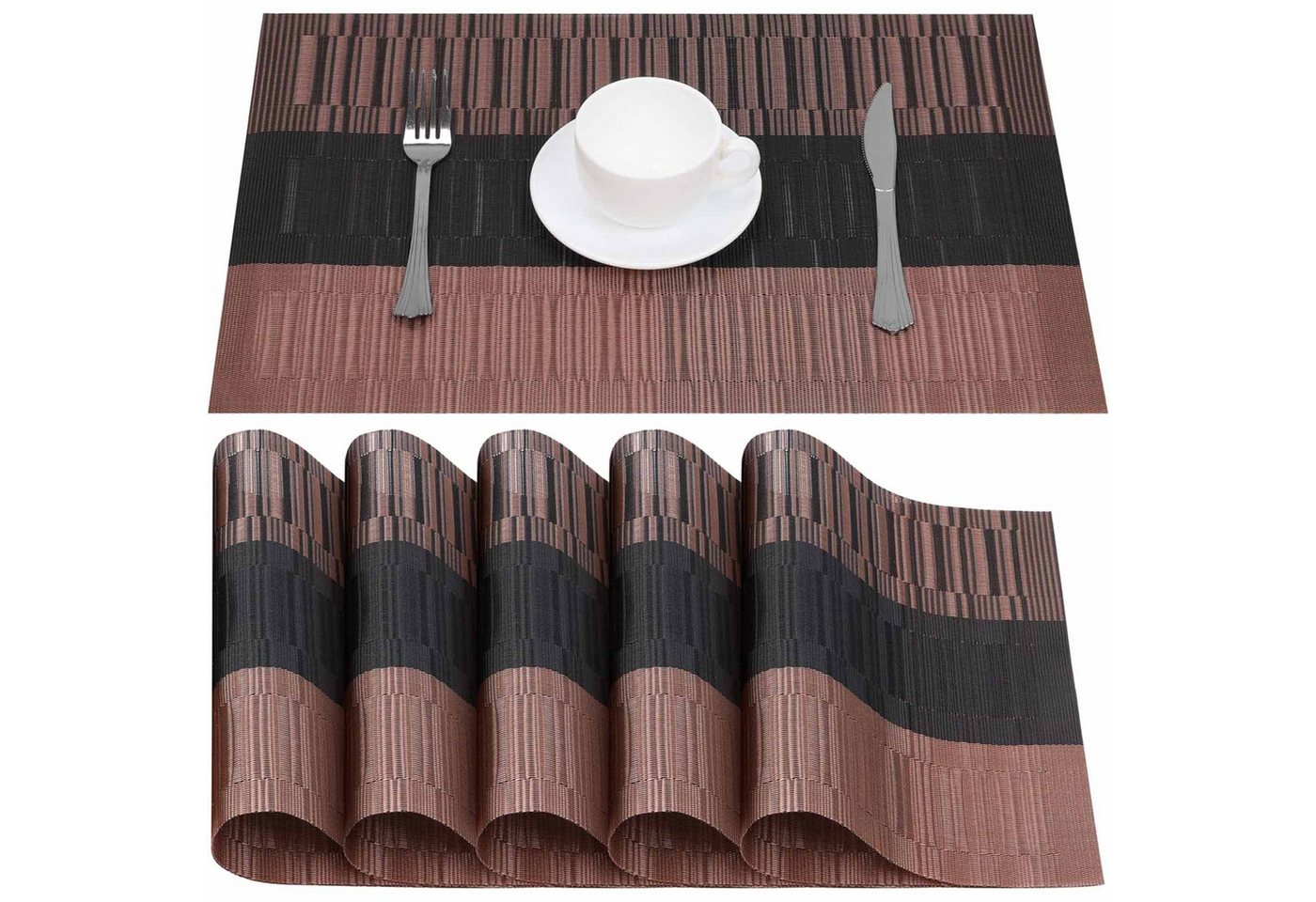 REDOM Platzset 6er Set rutschfest Tischset doppelseitig Untersetzer, (Tischmatte Tischuntersetzer 30x45 cm, 6-St., Rutschfest Hitzebeständig Schmutzabweisend Abwaschbar), für Esstisch Küche Esszimmer Garten Büro Restaurant von REDOM
