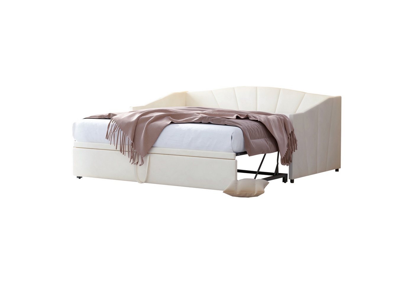 REDOM Polsterbett Ausziehbares Schlafsofa Tagesbett,  mit Lattenrosten (Multifunktionsbett aus hautfreundlichem Samtstoff), Ohne Matratze von REDOM