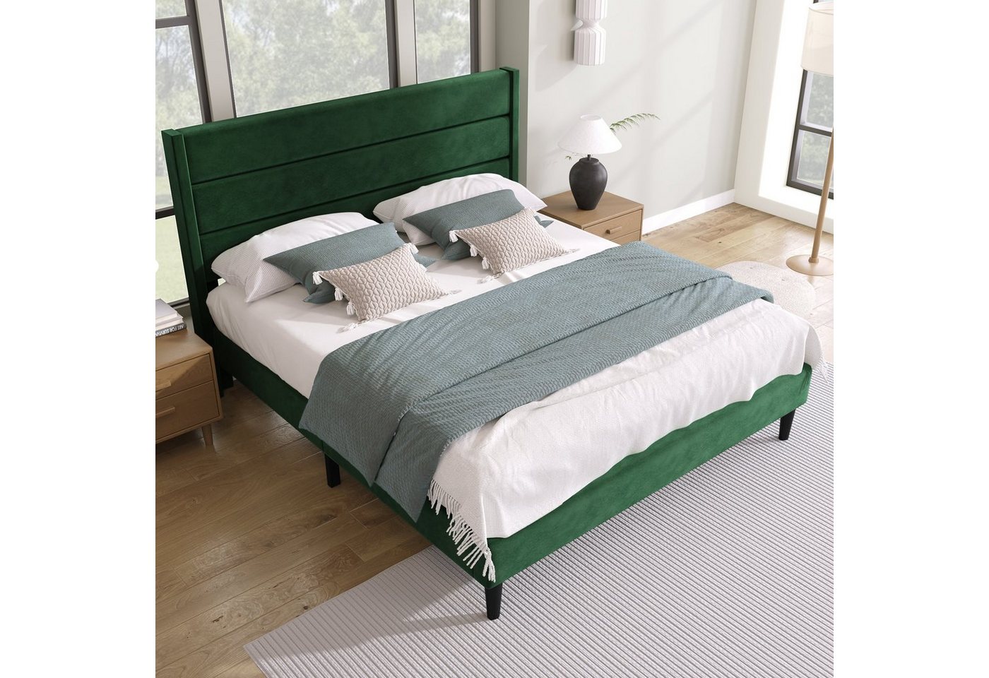 REDOM Polsterbett Doppelbett Einzelbett Bett Funktionsbett gepolstert ohne Matratze (140x200cm oder 90x200cm, Bettgestell mit Lattenrost & Kopfteil gepolstertes Bett) von REDOM