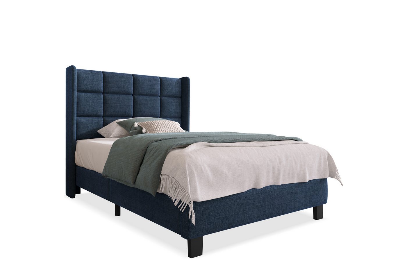 REDOM Polsterbett Doppelbett Einzelbett gepolstertes Bett Funktionsbett Holzbett Leinen, 90*200 cm ohne Matratze von REDOM