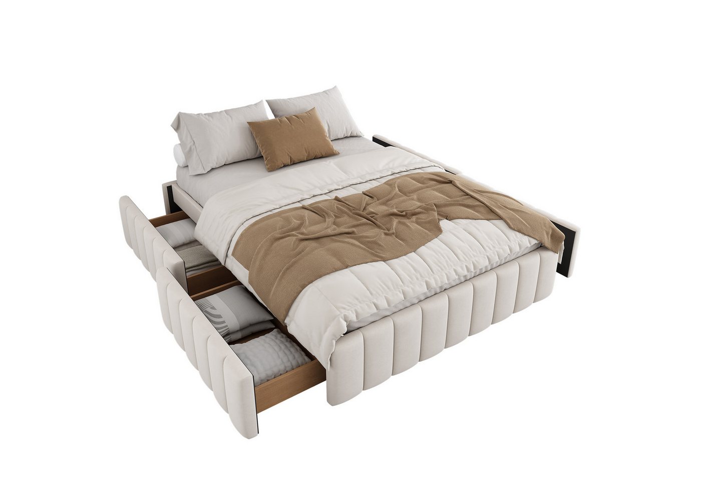 REDOM Polsterbett Doppelbett Funktionsbett mit Lattenrost Bettrahmen (Stauraumbett, Kein Kopfteil, minimalistisches Styling, 140 x 200 cm), ohne Matratze von REDOM