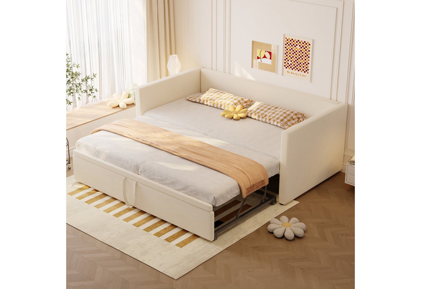 REDOM Polsterbett Doppelbett Schlafsofa (mit Lattenrosten, Multifunktionsbett aus hautfreundlichem Samtstoff 90/180*200 cm, Daybett Tagesbett Schlafsofa), Ohne Matratze von REDOM