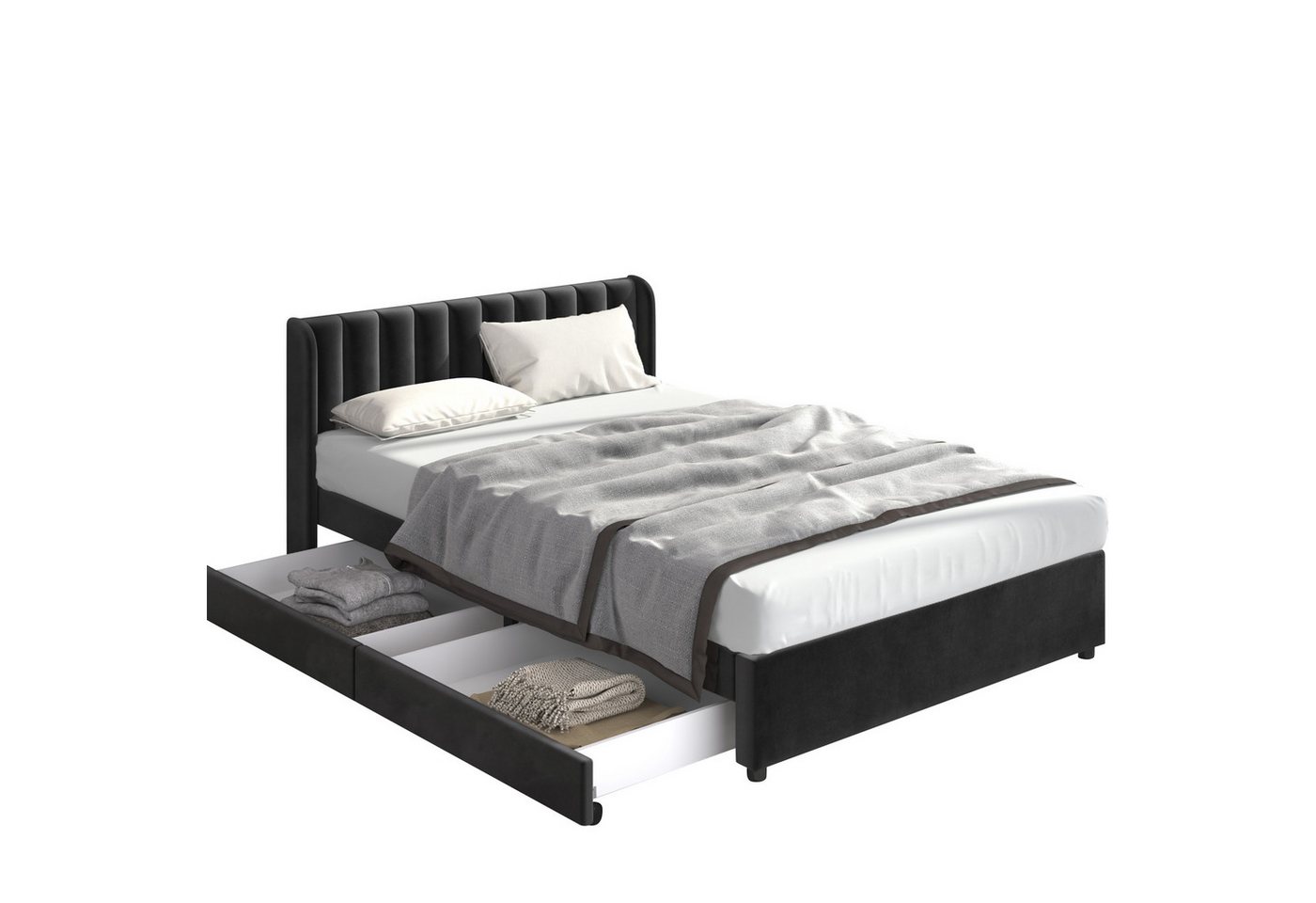 REDOM Polsterbett Doppelbett Stauraumbett Bett mit Lattenrost ohne Matratze (180 x 200 cm), Schlichter und stilvoller Samt-Look von REDOM