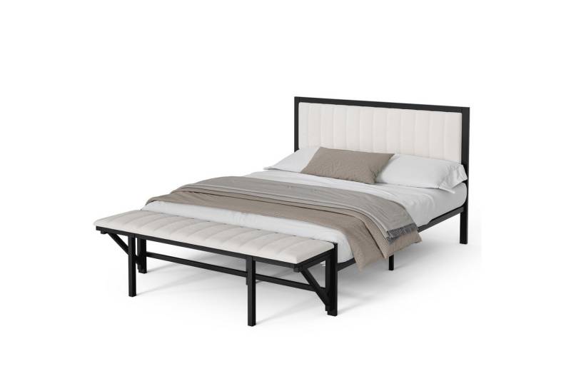 REDOM Polsterbett Eisenbett Metallbett mit klappbarem Endbrett, Doppelbett Funktionsbett (mit klappbarem Endbrett, Samt, stabiler Metallrahmen, 160x200 cm), ohne Matratze von REDOM