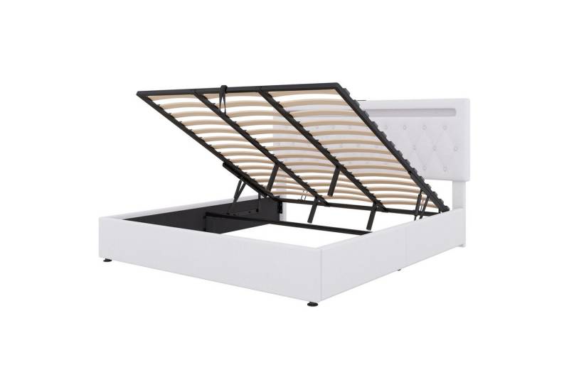 REDOM Polsterbett Funktionsbett, Umgebungslicht am Doppelbett, 24-Tasten-Fernbedienung (Bett kann angehoben und abgesenkt werden, USB- und Typ-C-Steckdose am Bett, großer Stauraum, 180 x200 cm), ohne Matratze von REDOM
