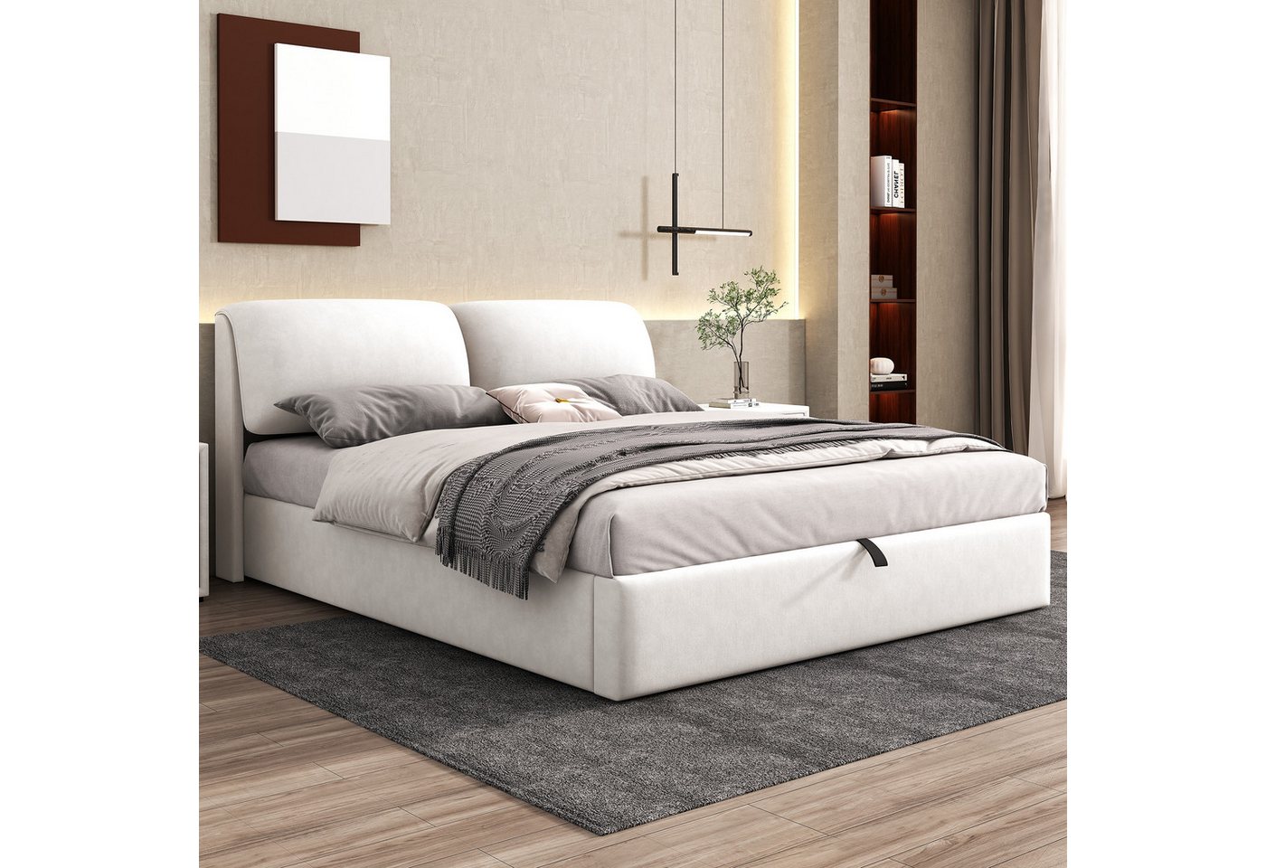 REDOM Polsterbett Hydraulisches Bett (180*200cm), mit 3 Schubladen,Bettkasten zur Aufbewahrung, Lattenrost mit Kopfteil von REDOM