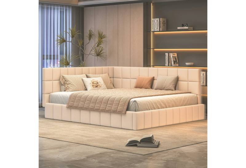REDOM Polsterbett Schlafsofa Multifunktionsbett, Funktionsbett Stauraumbett (Die Rückenlehne kann je nach Platzbedarf nach links oder rechts verändert werden, mit Lattenrost aus hautsympathischem Samtstoff) von REDOM