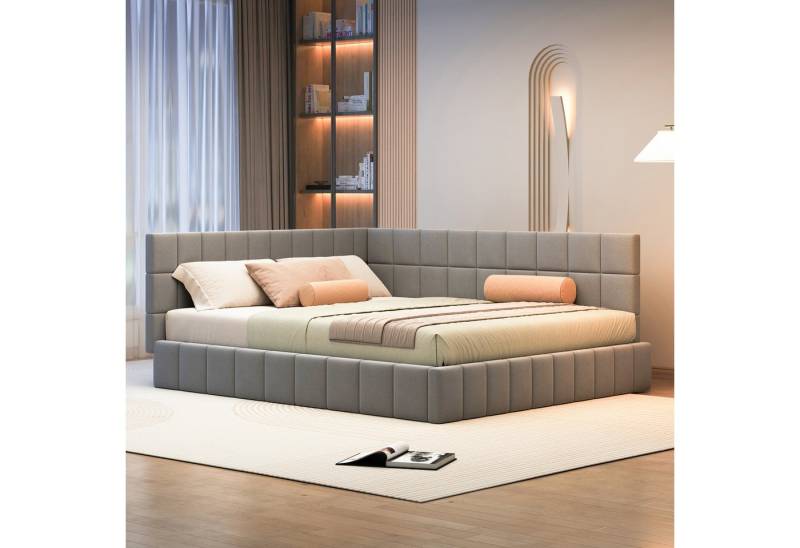 REDOM Polsterbett Schlafsofa Multifunktionsbett, Funktionsbett Stauraumbett (Die Rückenlehne kann je nach Platzbedarf nach links oder rechts verändert werden, mit Lattenrost aus hautsympathischem Samtstoff) von REDOM