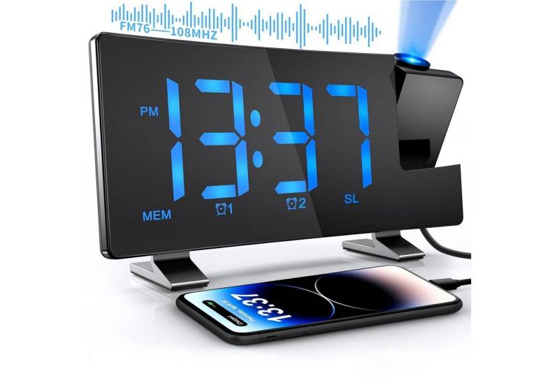 REDOM Projektionswecker Digitaler Projektionsradiowecker Funk-Projektionswecker Projektionsuhr mit Akku automatischer Helligkeitsanpassung LED-Display 180° drehbar REDOM Projektionswecker Digitaler Projektionsradiowecker Funk-Projektionswecker Projektionsuhr mit Akku automatischer Helligkeitsanpassung LED-Display 180° drehbar von REDOM