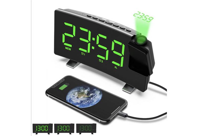 REDOM Projektionswecker Digitaler Projektionsradiowecker Funk-Projektionswecker Projektionsuhr mit Akku automatischer Helligkeitsanpassung LED-Display 180° drehbar REDOM Projektionswecker Digitaler Projektionsradiowecker Funk-Projektionswecker Projektionsuhr mit Akku automatischer Helligkeitsanpassung LED-Display 180° drehbar von REDOM