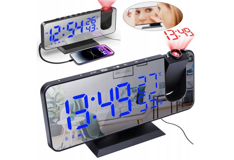 REDOM Projektionswecker Digitalwecker Projektionsuhr Spiegelwecker Wecker mit LED Display mit Akku Klare Projektion Zwei Alarme LED-Display mit Sensor REDOM Projektionswecker Digitalwecker Projektionsuhr Spiegelwecker Wecker mit LED Display mit Akku Klare Projektion Zwei Alarme LED-Display mit Sensor von REDOM