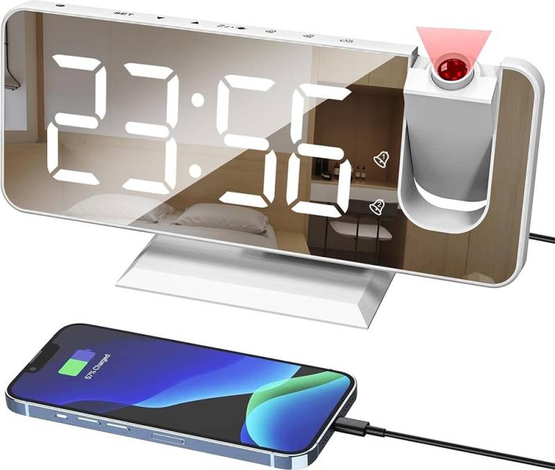 REDOM Projektionswecker Digitalwecker Projektionsuhr Spiegelwecker Wecker mit LED Display mit Akku Klare Projektion Zwei Alarme LED-Display mit Sensor REDOM Projektionswecker Digitalwecker Projektionsuhr Spiegelwecker Wecker mit LED Display mit Akku Klare Projektion Zwei Alarme LED-Display mit Sensor von REDOM