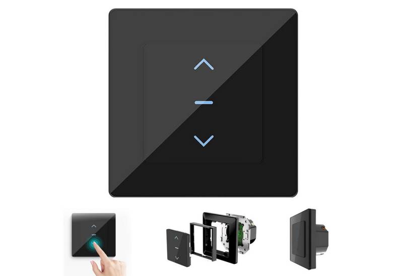 REDOM Schalter Rollladenschalter Smart Home Vorhangschalter Schalter Vorhänge (Kabelloser WLAN-Bereich 30 m (innen) schwer entflammbarem ABS-Material, 1-St., mit App-Steuerung Überlastschutz Zeitplanfunktion Touch-Bedienung), für elektrische Vorhänge Jalousien von REDOM
