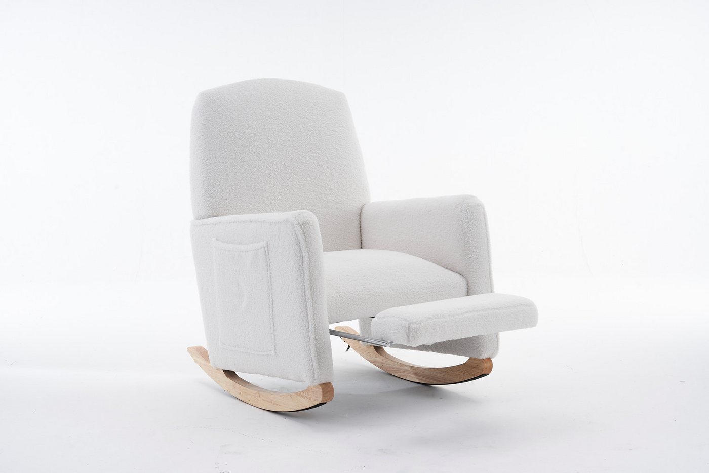 REDOM Schaukelstuhl Freizeitstuhl mit Hocker (mit Hocker, gepolsterter Freizeitstuhl aus Teddy-Stoff), mit Hocker von REDOM