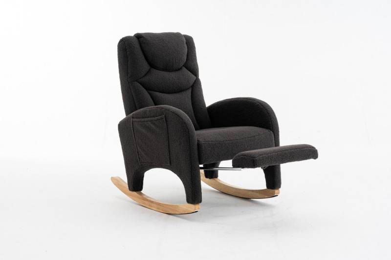 REDOM Schaukelstuhl Moderner Liegestuhl, Relaxsessel (mit Hocker, gepolsterter Freizeitstuhl aus Teddy-Stoff), mit Armlehnen von REDOM