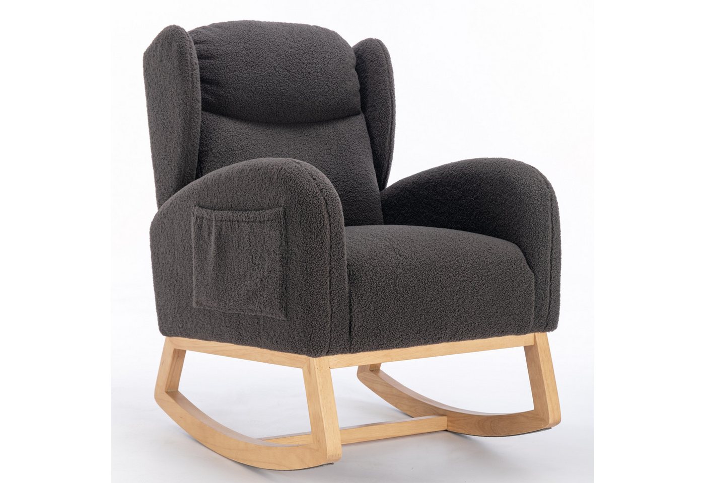 REDOM Schaukelstuhl Moderner Relaxsessel,Freizeitstuhl (mit Teddy-Stoffbezug und gepolstertem Sitz – Ergonomischer Ohrensessel), mit Teddy-Stoffbezug von REDOM