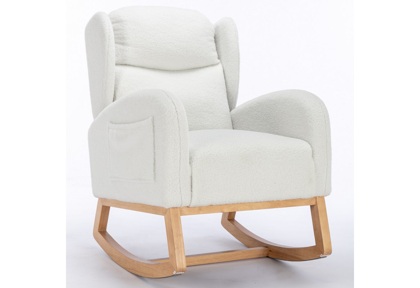 REDOM Schaukelstuhl Moderner Relaxsessel,Freizeitstuhl (mit Teddy-Stoffbezug und gepolstertem Sitz – Ergonomischer Ohrensessel), mit Teddy-Stoffbezug von REDOM