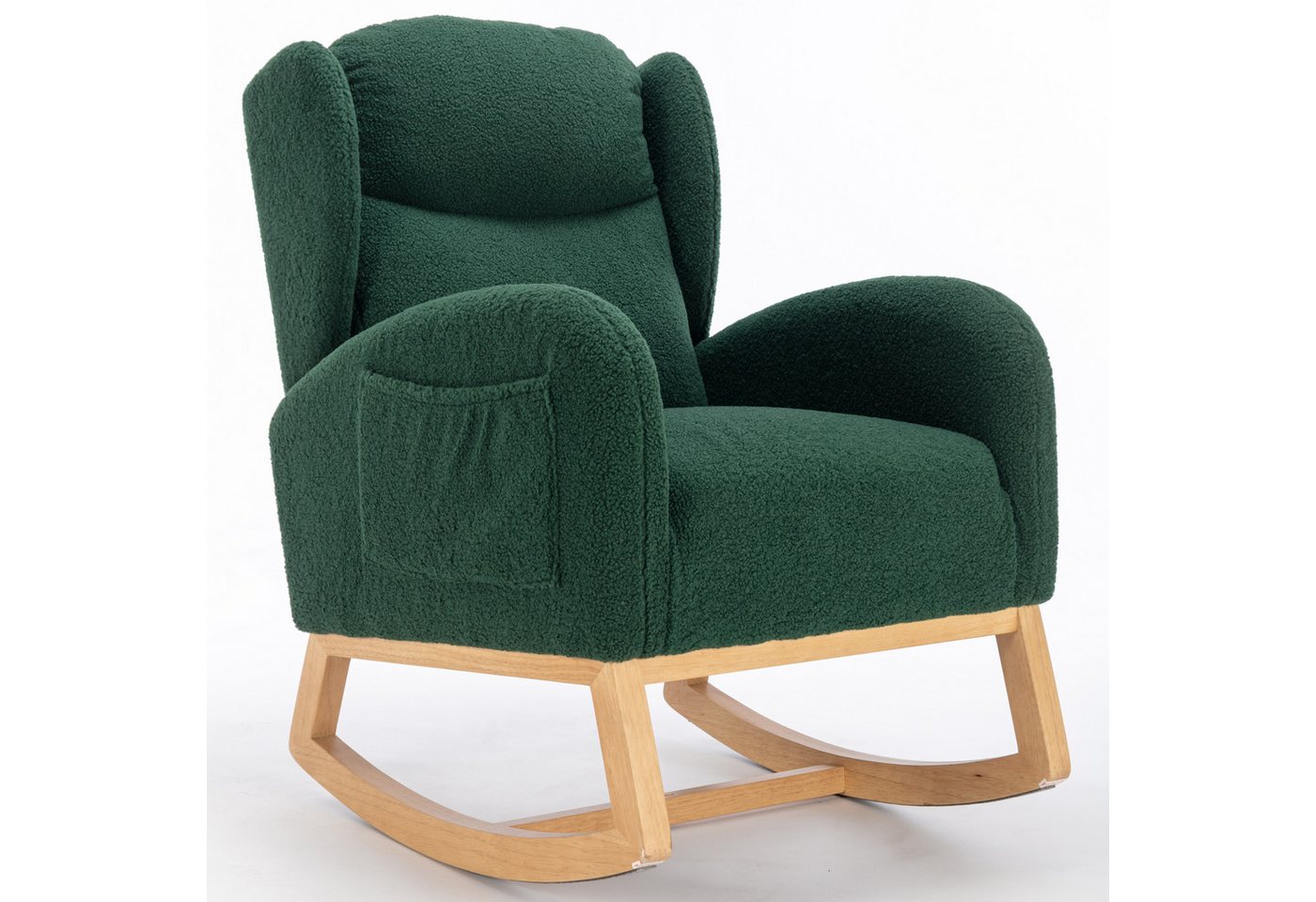 REDOM Schaukelstuhl Moderner Relaxsessel,Freizeitstuhl (mit Teddy-Stoffbezug und gepolstertem Sitz – Ergonomischer Ohrensessel), mit Teddy-Stoffbezug von REDOM