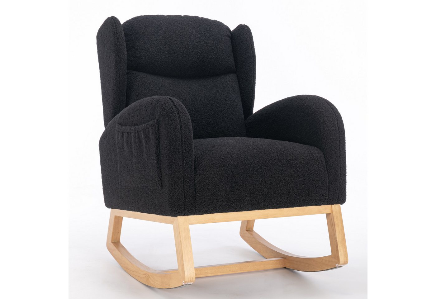 REDOM Schaukelstuhl Moderner Relaxsessel,Freizeitstuhl (mit Teddy-Stoffbezug und gepolstertem Sitz – Ergonomischer Ohrensessel), mit Teddy-Stoffbezug von REDOM
