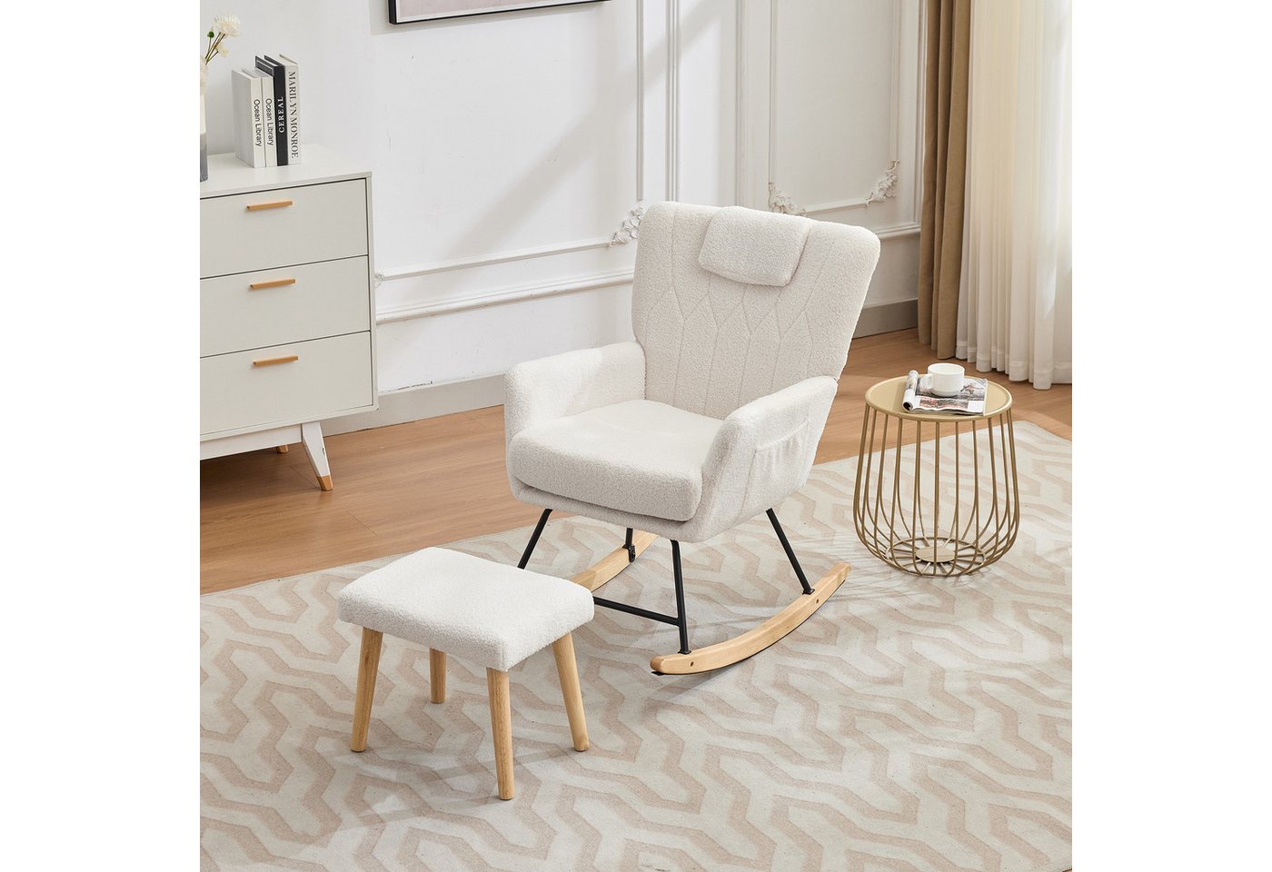 REDOM Schaukelstuhl Relax-Sessel Set mit Fußhocker (Schwingsessel, Ruhesessel, 1 St), mit Hoher Rückenlehne von REDOM