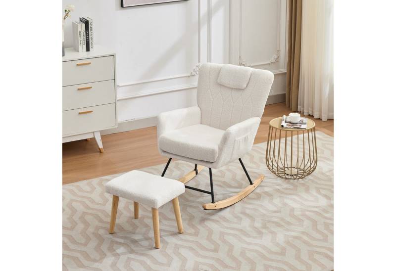 REDOM Schaukelstuhl Relax-Sessel Set mit Fußhocker (Schwingsessel, Ruhesessel, 1 St), mit Hoher Rückenlehne von REDOM