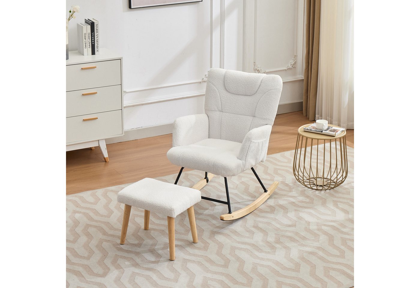 REDOM Schaukelstuhl Relax-Sessel Set mit Fußhocker (Schwingsessel, Ruhesessel, 1 St), mit Hoher Rückenlehne von REDOM