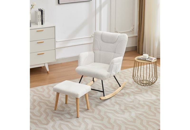 REDOM Schaukelstuhl Relax-Sessel Set mit Fußhocker (Schwingsessel, Ruhesessel, 1 St), mit Hoher Rückenlehne von REDOM