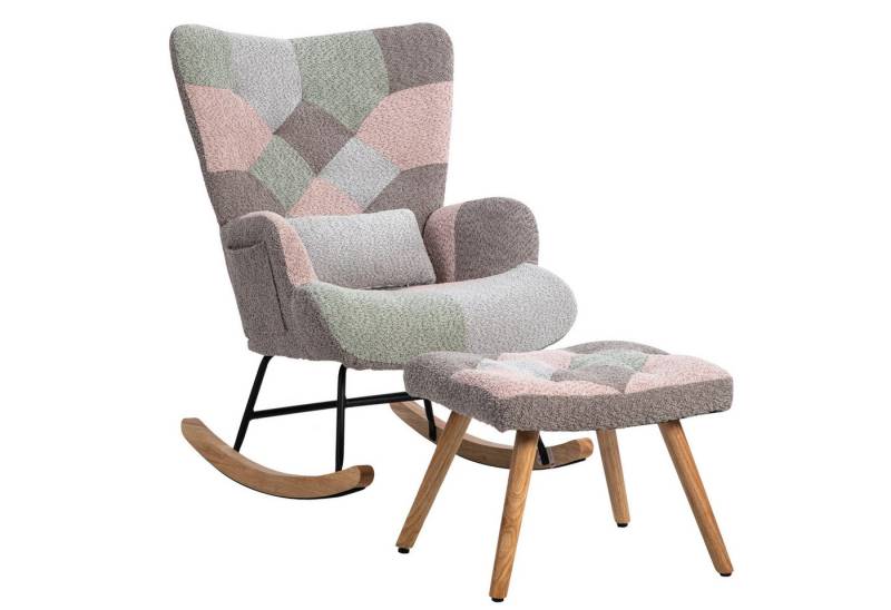 REDOM Schaukelstuhl Schaukelstuhl mit Fußhocker Set (Loungesessel, 2 St), inklusive Fußstütze (49*38*37 cm) und Lendenkissen von REDOM