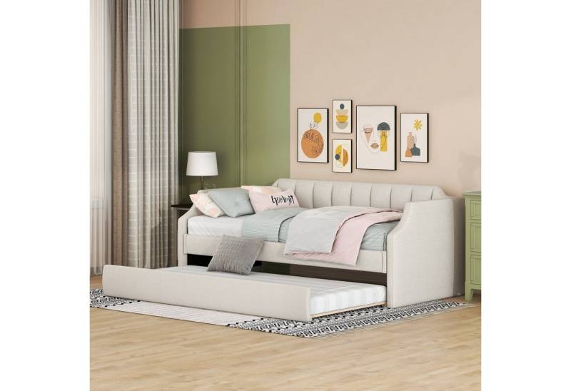 REDOM Schlafsofa 90 x 200(190) cm Bett Einzelbett ausziehhare Liegeffäche Gästebett, Gepolstertes Single Daybed mit Rollbett, Ohne Matratze, Ohne Matratze von REDOM