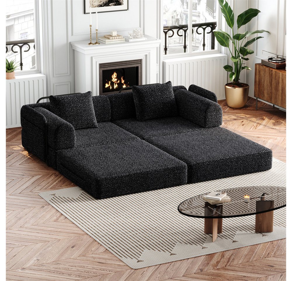 REDOM Schlafsofa Modernes Sitzmöbel mit Metallrahmen, mit Staufach in der Armlehne, drei Metallrahmen und mehreren Konfigurationsmöglichkeiten 2 Teile, mit Relaxfunktion von REDOM