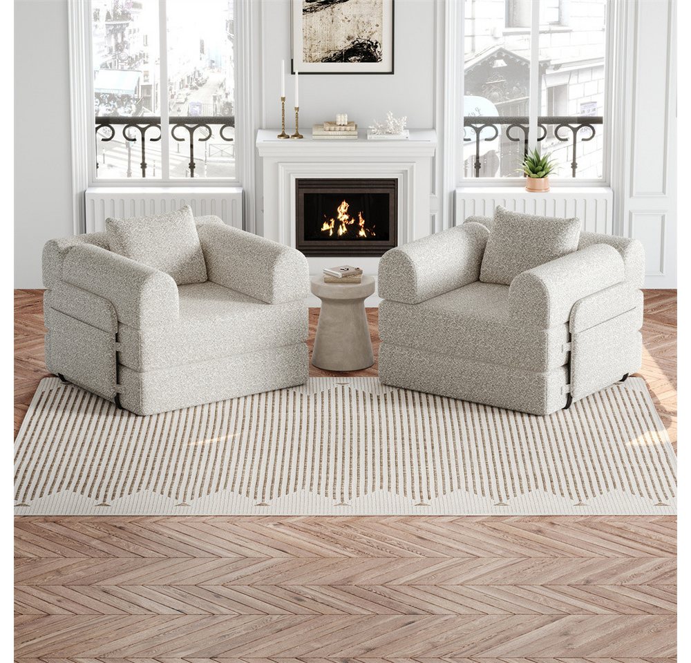 REDOM Schlafsofa Modernes Sitzmöbel mit Metallrahmen, mit Staufach in der Armlehne, drei Metallrahmen und mehreren Konfigurationsmöglichkeiten 2 Teile, mit Relaxfunktion von REDOM