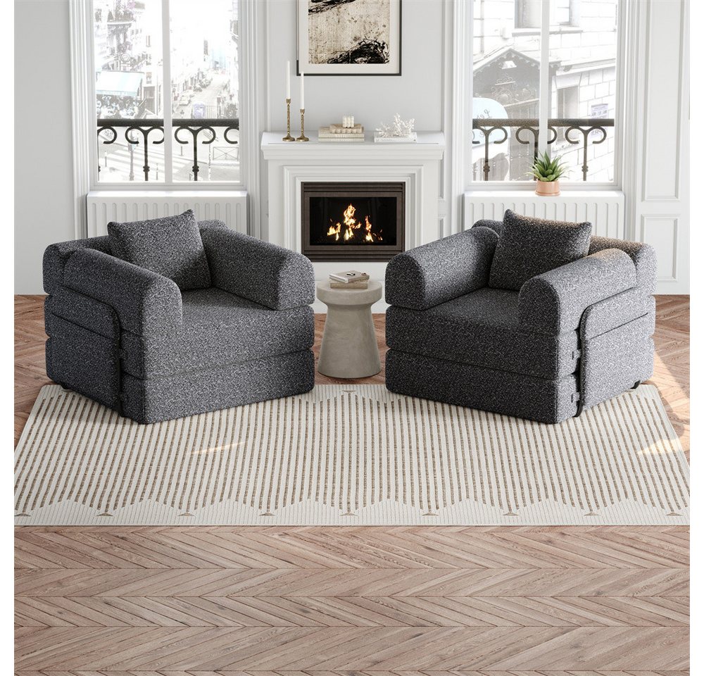 REDOM Schlafsofa Modernes Sitzmöbel mit Metallrahmen, mit Staufach in der Armlehne, drei Metallrahmen und mehreren Konfigurationsmöglichkeiten 2 Teile, mit Relaxfunktion von REDOM