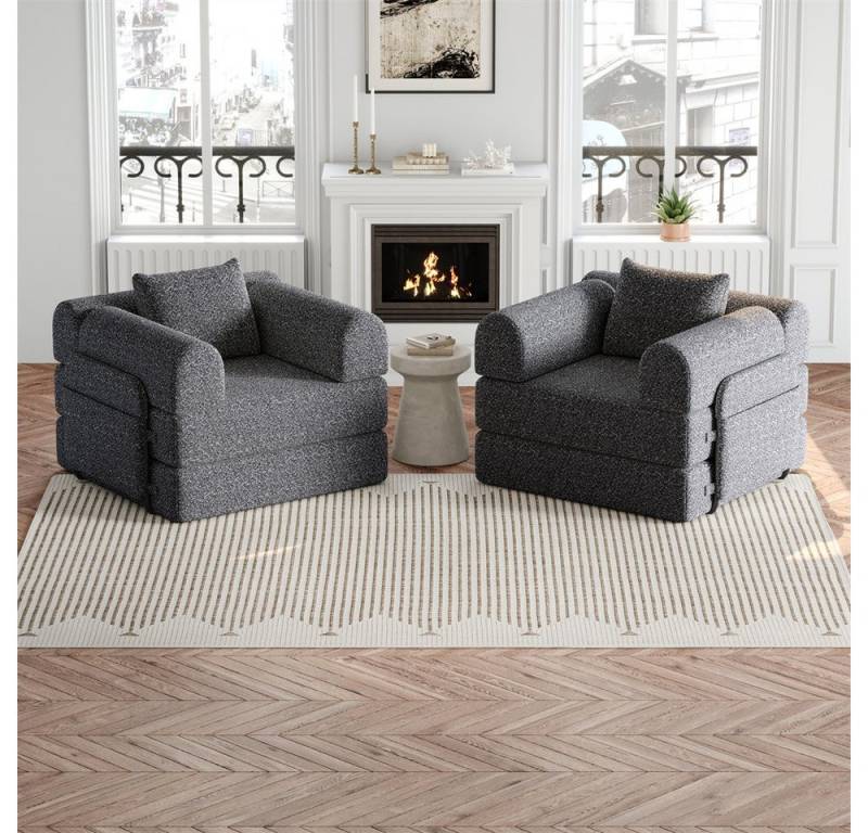 REDOM Schlafsofa Modernes Sitzmöbel mit Metallrahmen, mit Staufach in der Armlehne, drei Metallrahmen und mehreren Konfigurationsmöglichkeiten 2 Teile, mit Relaxfunktion von REDOM