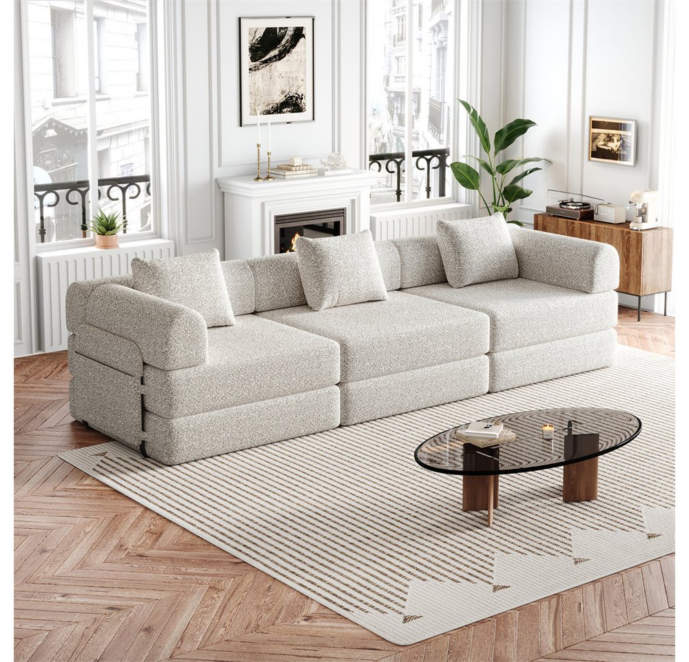 REDOM Schlafsofa Modernes Sitzmöbel mit Metallrahmen, mit Staufach in der Armlehne, drei Metallrahmen und mehreren Konfigurationsmöglichkeiten 3 Teile, mit Relaxfunktion von REDOM