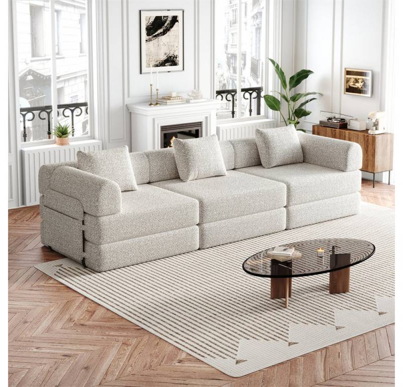 REDOM Schlafsofa Modernes Sitzmöbel mit Metallrahmen, mit Staufach in der Armlehne, drei Metallrahmen und mehreren Konfigurationsmöglichkeiten 3 Teile, mit Relaxfunktion von REDOM
