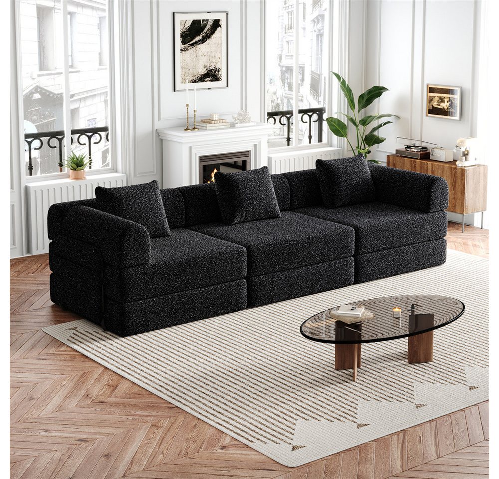 REDOM Schlafsofa Modernes Sitzmöbel mit Metallrahmen, mit Staufach in der Armlehne, drei Metallrahmen und mehreren Konfigurationsmöglichkeiten 3 Teile, mit Relaxfunktion von REDOM