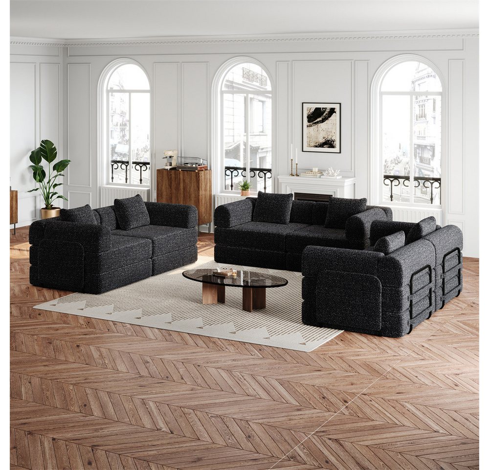 REDOM Schlafsofa Modernes Sitzmöbel mit Metallrahmen, mit Staufach in der Armlehne, drei Metallrahmen und mehreren Konfigurationsmöglichkeiten 6 Teile, mit Relaxfunktion REDOM Schlafsofa Modernes Sitzmöbel mit Metallrahmen, mit Staufach in der Armlehne, drei Metallrahmen und mehreren Konfigurationsmöglichkeiten 6 Teile, mit Relaxfunktion von REDOM