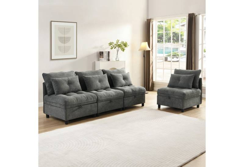 REDOM Schlafsofa Modulares 4-teiliges Sofa, Transformationssofa, mit versteckter Stauraum unter jedem Sitz REDOM Schlafsofa Modulares 4-teiliges Sofa, Transformationssofa, mit versteckter Stauraum unter jedem Sitz von REDOM