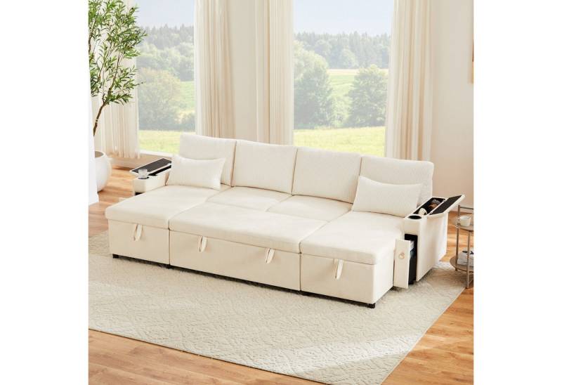 REDOM Schlafsofa Schlafsofa 272x131x84 cm mit Stauraum und Getränkehaltern, Set 1 Teile, Viersitzer-Schlafsofa in U-Form mit Getränkehalter REDOM Schlafsofa Schlafsofa 272x131x84 cm mit Stauraum und Getränkehaltern, Set 1 Teile, Viersitzer-Schlafsofa in U-Form mit Getränkehalter von REDOM